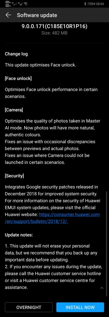 Huawei Mate 20 Pro receives an update, camera and Face Unlock improved