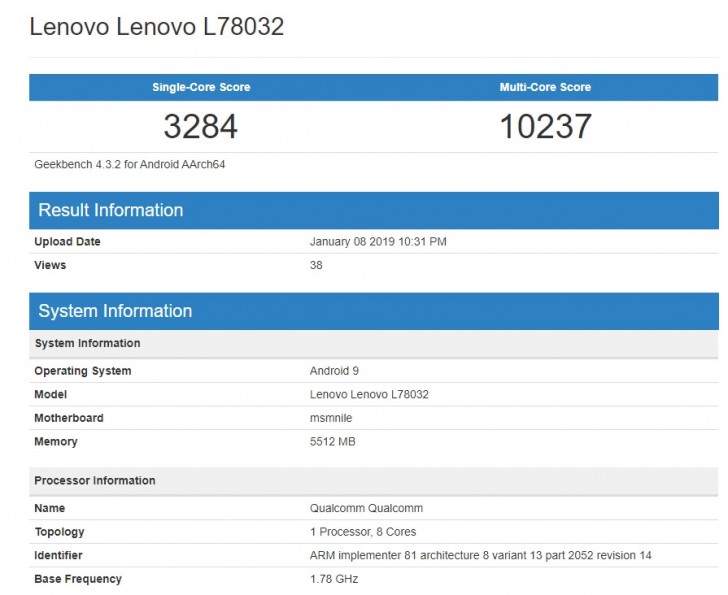 Lenovo Z5 Pro GT pops up on Geekbench with Snapdragon 855 on board