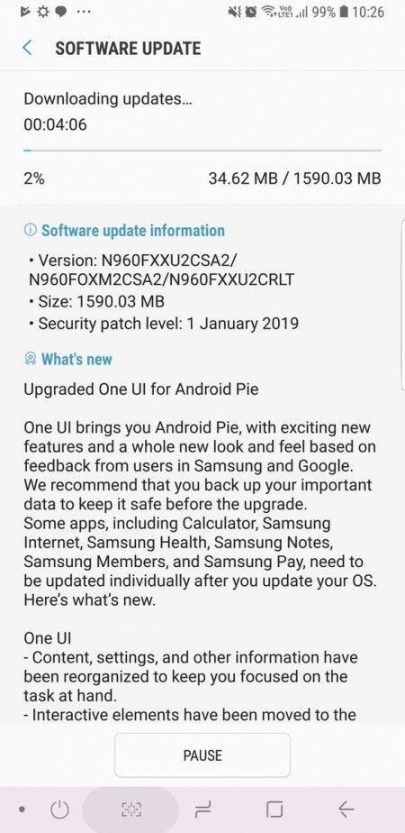 Samsung Galaxy Note9 owners in the UAE are receiving stable Android 9.0 Pie