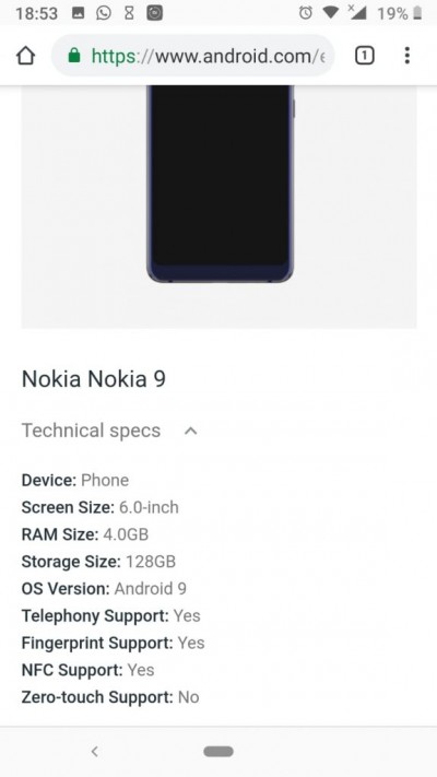 Android Enterprise listing confirms some Nokia 9 PureView specs
