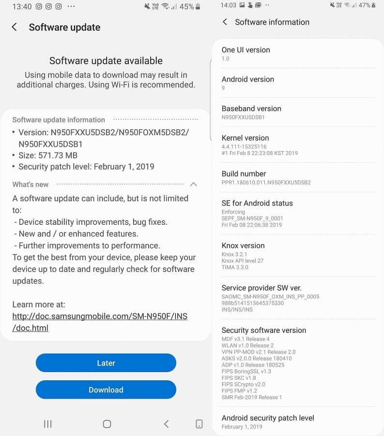 Samsung Galaxy Note8 gets android 9 pie