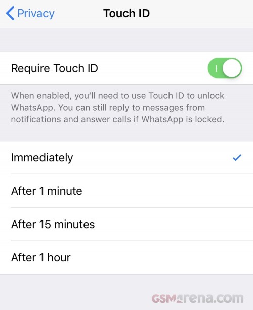 WhatsApp for iOS Screen Lock