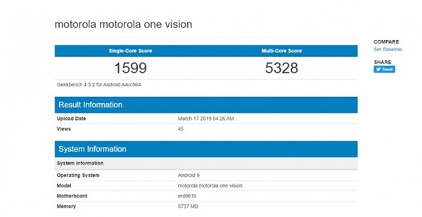 Exynos powered Motorola Vision appears on Geekbench