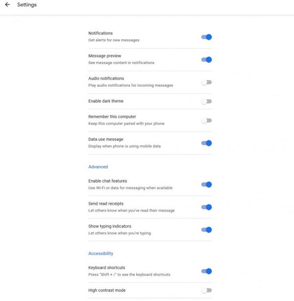 Messages for Web appears