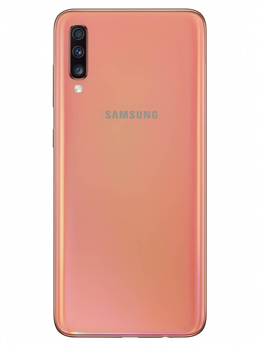 Galaxy A70 ฝาหลังมีเอฟเฟ็กต์แบบปริซึม Coral