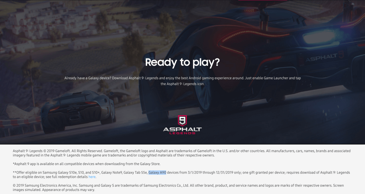 Samsung US website reveals new Galaxy A90