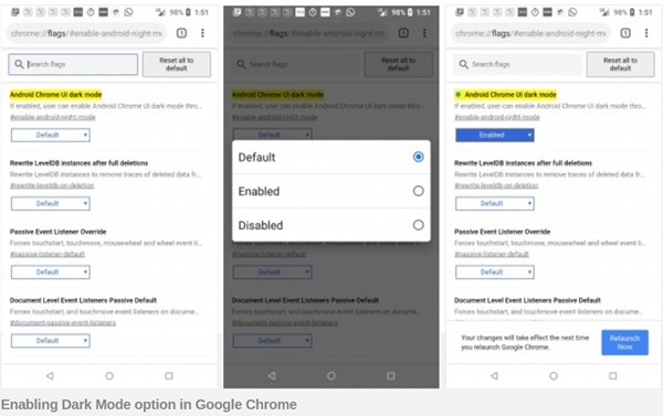 how to enable Dark Mode Google Chrome for Android