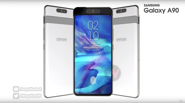 Samsung Galaxy A90 video shows a slider with a rotating camera