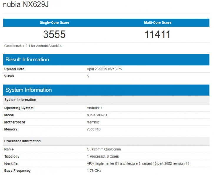 nubia Red Magic 3 spotted on Geekbench rocking a Snapdragon 855