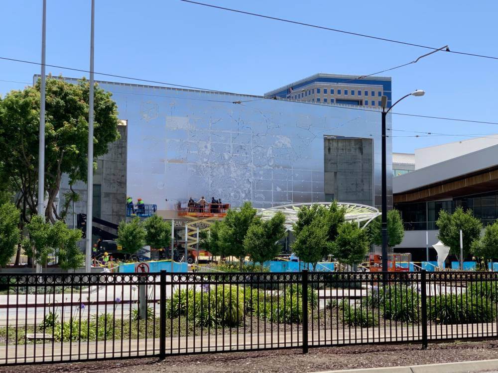 Neon artwork decorates McEnery Convention Center in San Jose ahead of WWDC 2019