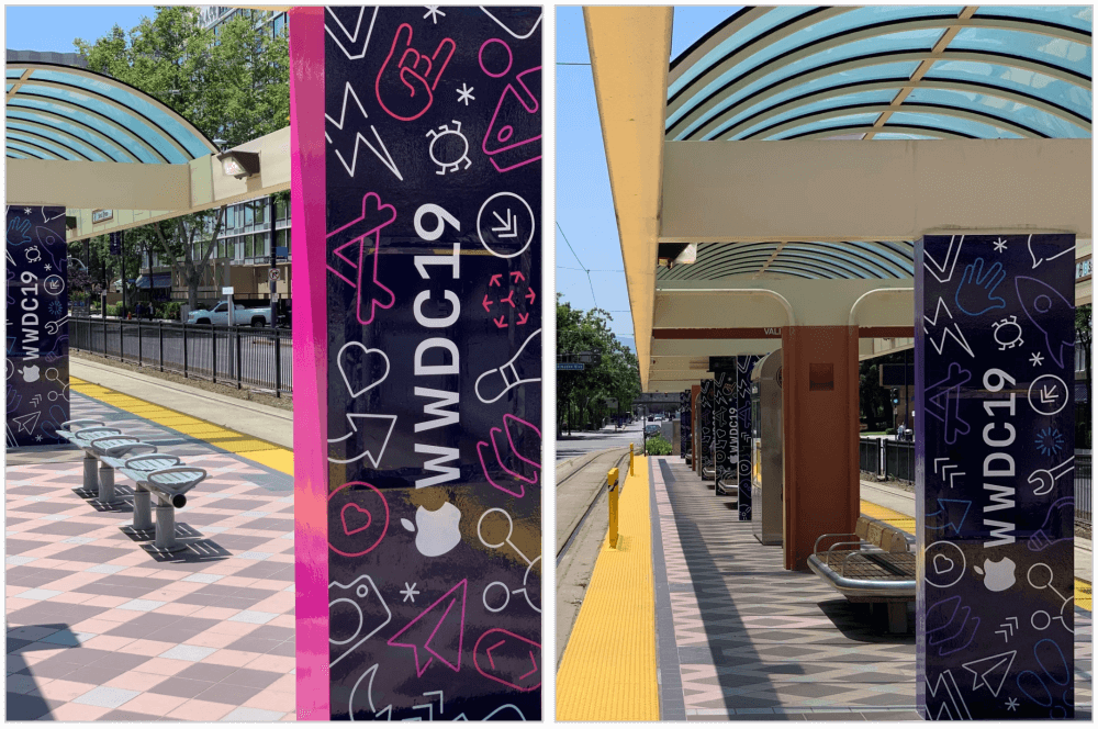 Neon artwork decorates McEnery Convention Center in San Jose ahead of WWDC 2019