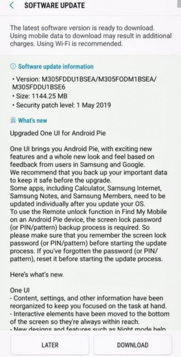 Samsung begins Android Pie roll out for Galaxy M30