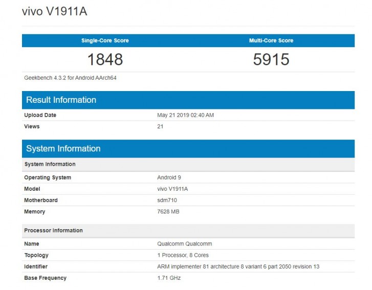 vivo Z5x pops up on Geekbench two days before its official release
