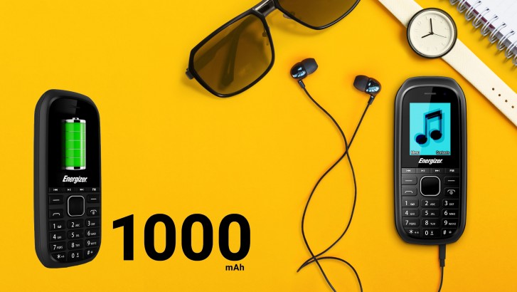 Energizer E12 dual-SIM phone with a microSD slot and media buttons