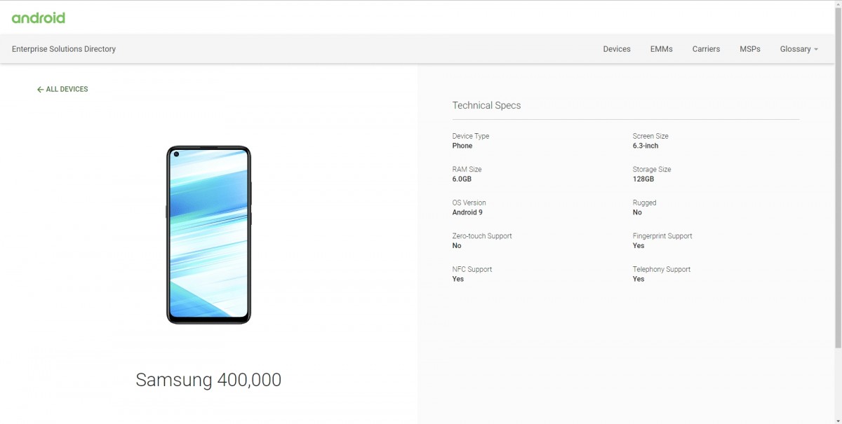 Galaxy M40 appears on Android Enterprise website, confirms Galaxy A60 similarities