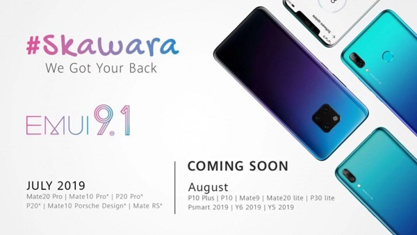 Five more Huawei phones to receive EMUI 9.1 this month
