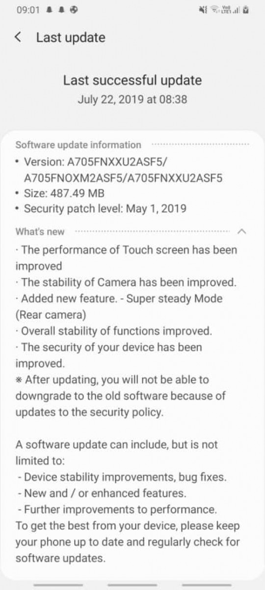 Samsung Galaxy A70 gets Super Steady video mode with latest update