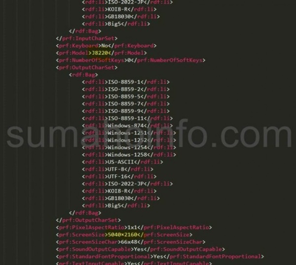 Sony Xperia 1R (J8220) UA profile points to a 5K display, 5,040 x 2,160px