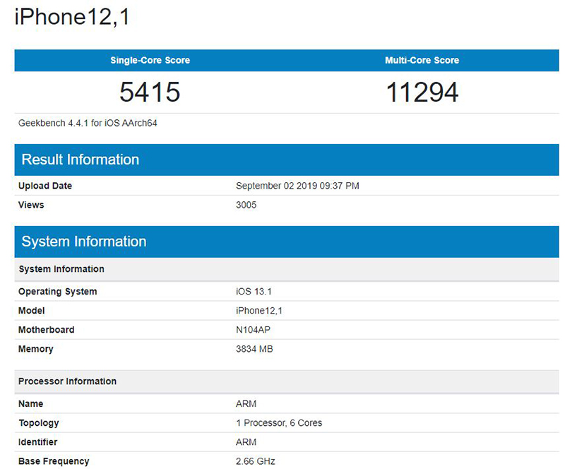 Purported iPhone 11 benchmark suggests 1 GB additional RAM and modest CPU speed-up