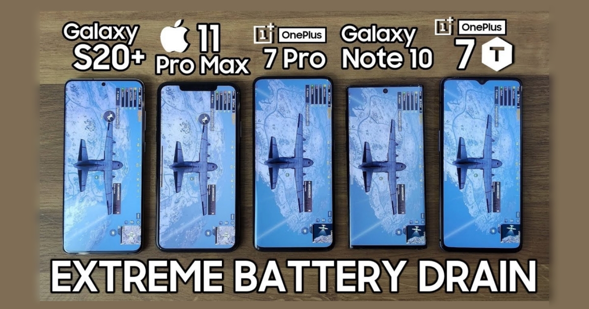 Samsung Galaxy S20 Plus vs iPhone 11 Pro Max vs OnePlus 7 Pro vs Note 10 vs 7T - BATTERY DRAIN TEST