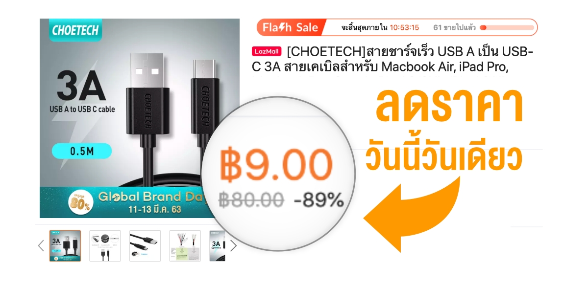 CHOETECH USB A to USB-C Flash Sale FEB 2020