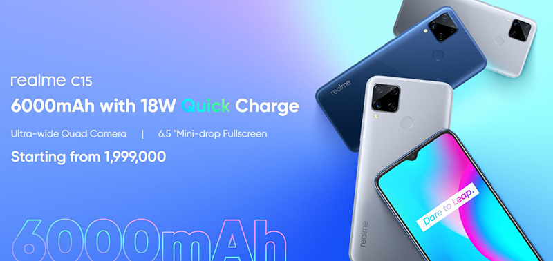 เปิดตัว realme C15 รุ่นเล็ก กล้อง 4 เลนส์ 13MP พร้อมแบตเตอรี่อึดๆ ถึง 6000mAh มี Fast Charge 18W ในราคาราว 4,300 บาท - iphone-droid.net