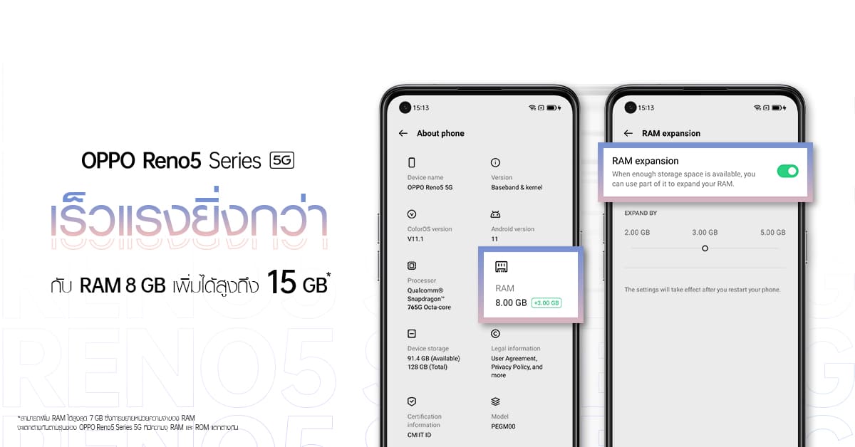 OPPO Memory Expansion Technology Reno5 Series 5G