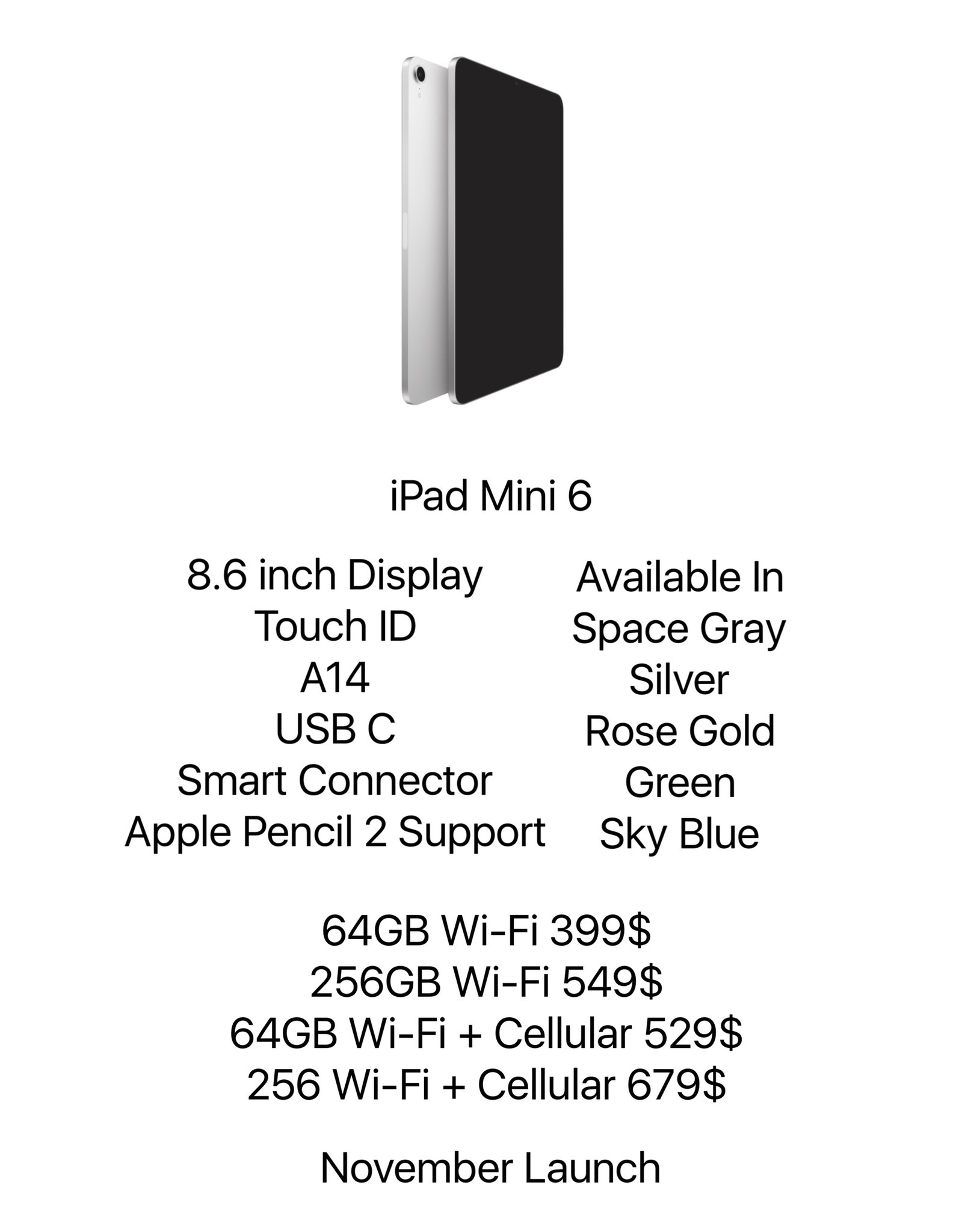 iPad mini 6 เปิดตัว พ.ย.นี้ ราคา 13,000 บาท