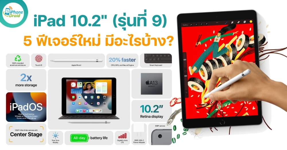 สรุป 5 ฟีเจอร์ใหม่ iPad 10.2 นิ้ว (รุ่นที่ 9)