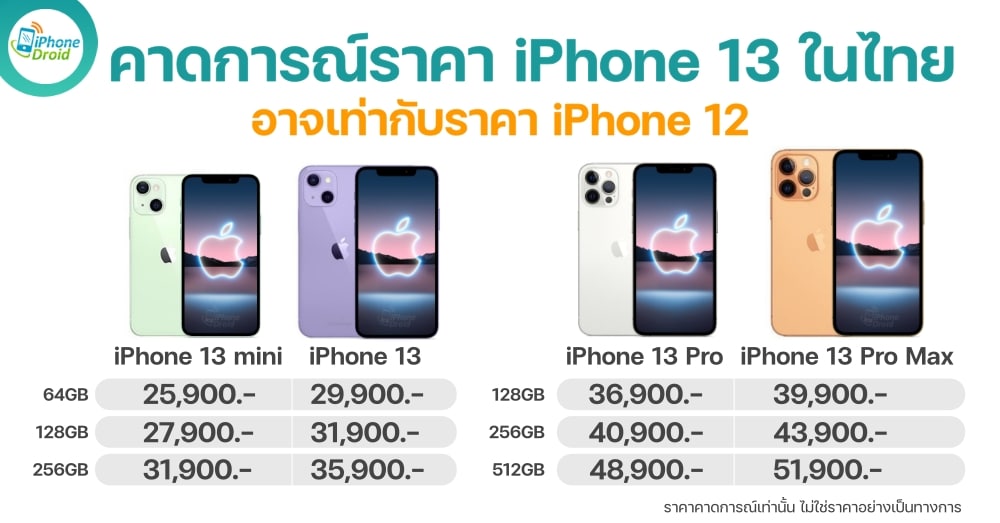 iPhone 13 ราคาเท่าไหร่