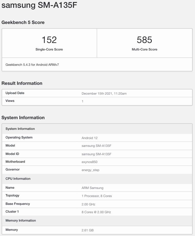 Samsung Galaxy A13 4G with Exynos 850 SoC, Android 12