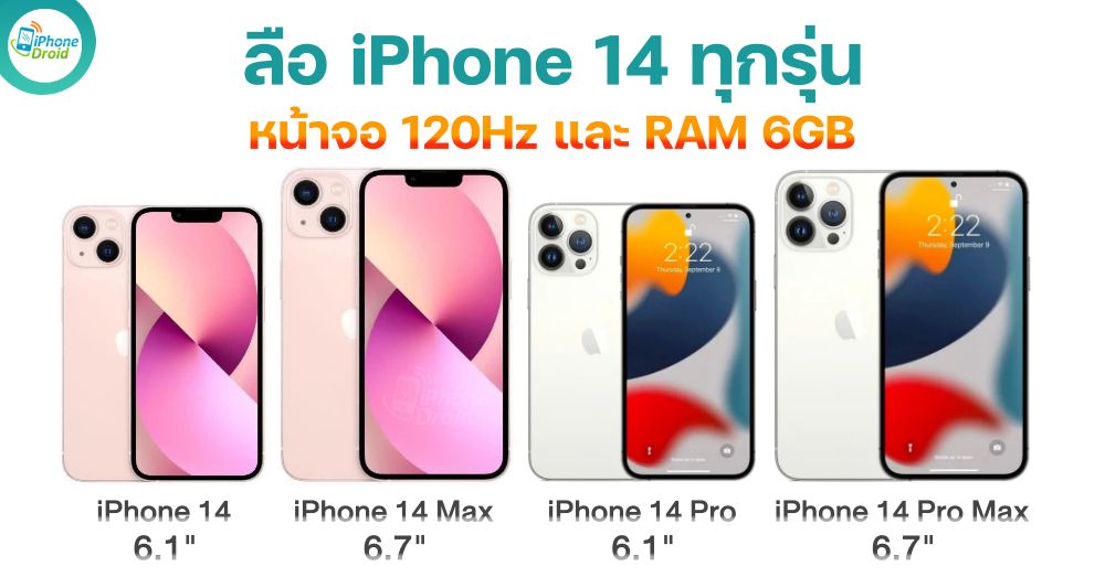 All iPhone 14 Models to Feature 120Hz Displays, 6GB of RAM