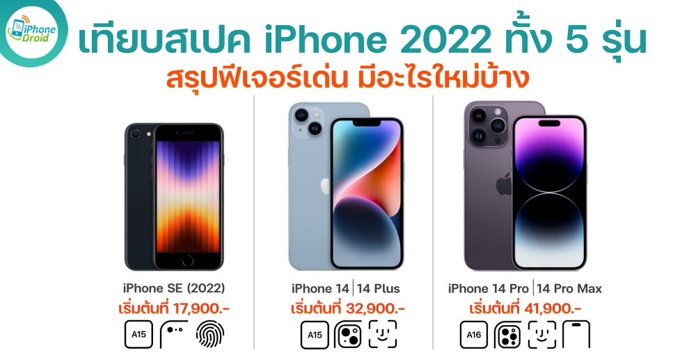 Compare iPhone 14 series and iPhone SE 3 (2022)