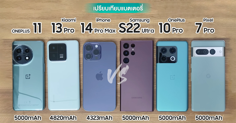 Battery Comparison OnePlus 11 vs Xiaomi 13 Pro vs iPhone 14 Pro Max vs S22 Ultra vs OnePlus 10 Pro vs Pixel 7 Pro (with clips)