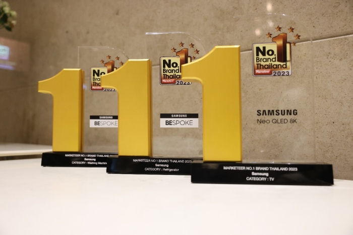 Samsung received the No. 1 Popular Brand Award in Thailand 2023 in the category of washing machines, refrigerators, and TVs.