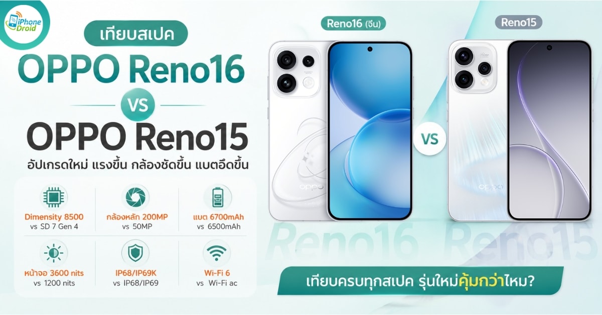 OPPO Reno16 vs OPPO Reno15